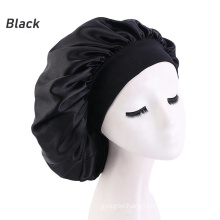 Large Silky Printing Wide Elastic Band Bonnet Satin Sleep Cap for Women Curly Natural Long Hair